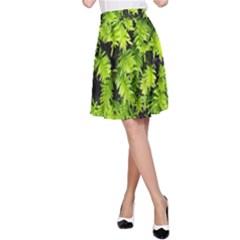 Green Hedge Texture Yew Plant Bush Leaf A-line Skirt by Sapixe