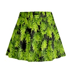 Green Hedge Texture Yew Plant Bush Leaf Mini Flare Skirt by Sapixe