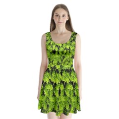 Green Hedge Texture Yew Plant Bush Leaf Split Back Mini Dress  by Sapixe