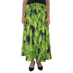 Green Hedge Texture Yew Plant Bush Leaf Flared Maxi Skirt by Sapixe