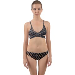 Rattan Wood Background Pattern Wrap Around Bikini Set by Sapixe