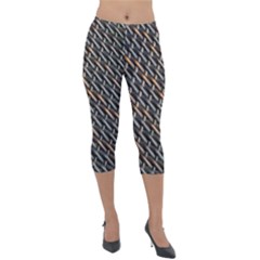 Rattan Wood Background Pattern Lightweight Velour Capri Leggings  by Sapixe