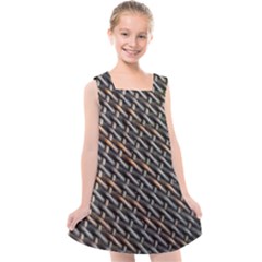 Rattan Wood Background Pattern Kids  Cross Back Dress