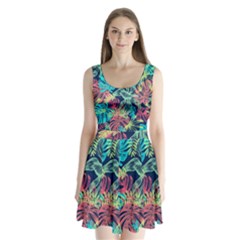 Leaves Tropical Picture Plant Split Back Mini Dress  by Sapixe