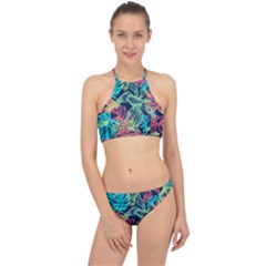 Leaves Tropical Picture Plant Racer Front Bikini Set