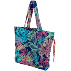 Leaves Tropical Picture Plant Drawstring Tote Bag by Sapixe