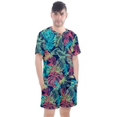 Leaves Tropical Picture Plant Men s Mesh Tee And Shorts Set