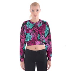 Leaves Drawing Reason Pattern Cropped Sweatshirt by Sapixe