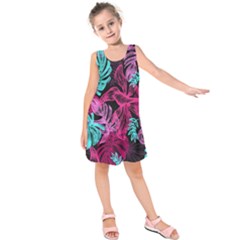 Leaves Drawing Reason Pattern Kids  Sleeveless Dress by Sapixe