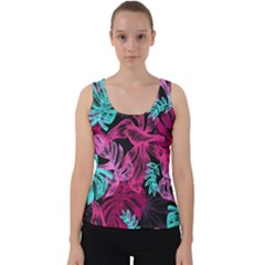 Leaves Drawing Reason Pattern Velvet Tank Top by Sapixe