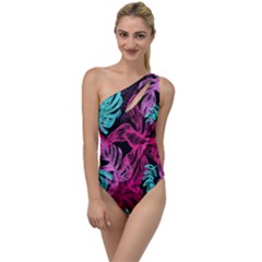 Leaves Drawing Reason Pattern To One Side Swimsuit