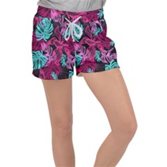 Leaves Drawing Reason Pattern Women s Velour Lounge Shorts