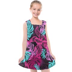 Leaves Drawing Reason Pattern Kids  Cross Back Dress