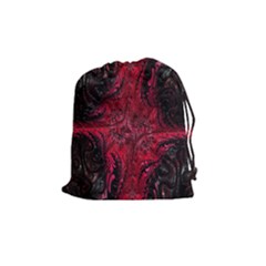 Wgt Fractal Red Black Pattern Drawstring Pouch (medium) by Sapixe