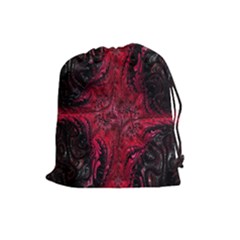 Wgt Fractal Red Black Pattern Drawstring Pouch (large) by Sapixe