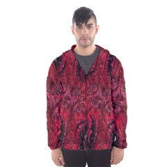 Wgt Fractal Red Black Pattern Hooded Windbreaker (men)