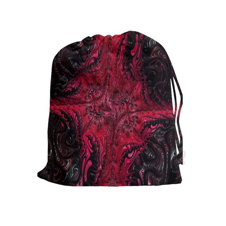 Wgt Fractal Red Black Pattern Drawstring Pouch (XL)