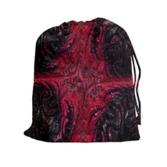 Wgt Fractal Red Black Pattern Drawstring Pouch (xxl) by Sapixe