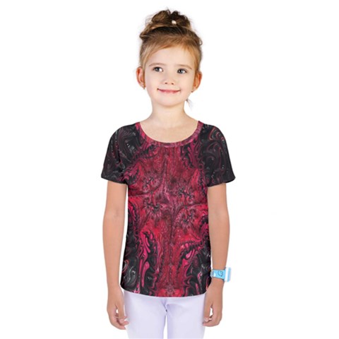 Wgt Fractal Red Black Pattern Kids  One Piece Tee by Sapixe