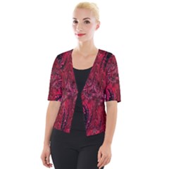 Wgt Fractal Red Black Pattern Cropped Button Cardigan