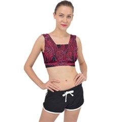 Wgt Fractal Red Black Pattern V-back Sports Bra