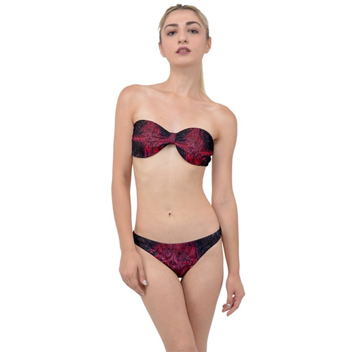 Wgt Fractal Red Black Pattern Classic Bandeau Bikini Set