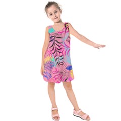 Illustration Reason Leaves Design Kids  Sleeveless Dress by Sapixe