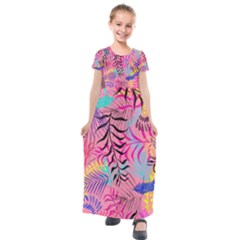 Illustration Reason Leaves Design Kids  Short Sleeve Maxi Dress by Sapixe