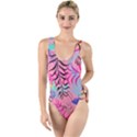 Illustration Reason Leaves Design High Leg Strappy Swimsuit View1