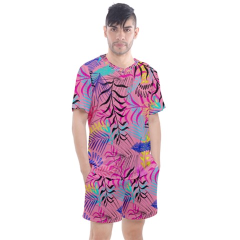 Illustration Reason Leaves Design Men s Mesh Tee And Shorts Set by Sapixe