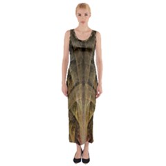 Fractal Art Graphic Design Image Fitted Maxi Dress by Sapixe