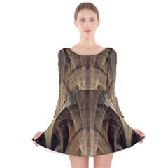 Fractal Art Graphic Design Image Long Sleeve Velvet Skater Dress