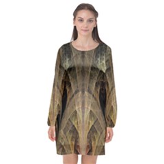 Fractal Art Graphic Design Image Long Sleeve Chiffon Shift Dress  by Sapixe