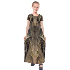 Fractal Art Graphic Design Image Kids  Short Sleeve Maxi Dress