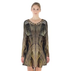 Fractal Art Graphic Design Image Long Sleeve Velvet V-neck Dress by Sapixe