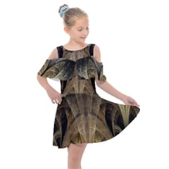 Fractal Art Graphic Design Image Kids  Shoulder Cutout Chiffon Dress