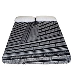 Brickwork Stone Building Facade Fitted Sheet (queen Size) by Sapixe