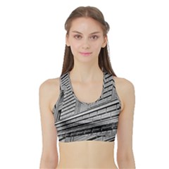 Brickwork Stone Building Facade Sports Bra With Border by Sapixe