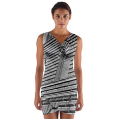 Brickwork Stone Building Facade Wrap Front Bodycon Dress by Sapixe