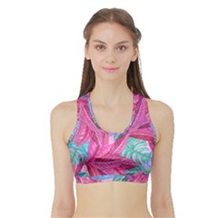 Leaves Tropical Reason Stamping Sports Bra With Border by Sapixe