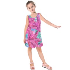 Leaves Tropical Reason Stamping Kids  Sleeveless Dress by Sapixe