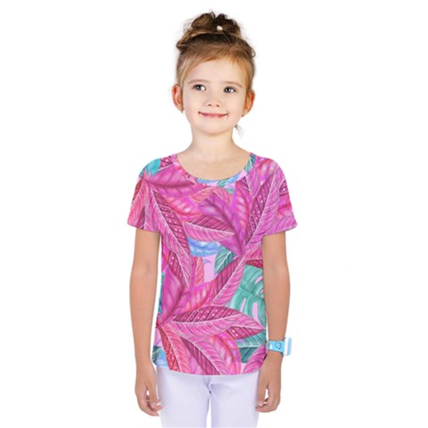 Leaves Tropical Reason Stamping Kids  One Piece Tee by Sapixe