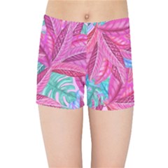 Leaves Tropical Reason Stamping Kids Sports Shorts by Sapixe