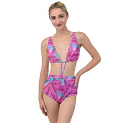 Leaves Tropical Reason Stamping Tied Up Two Piece Swimsuit