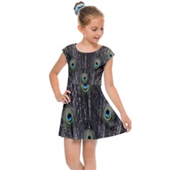 Background Peacock Feathers Kids Cap Sleeve Dress