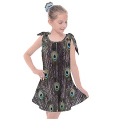 Background Peacock Feathers Kids  Tie Up Tunic Dress