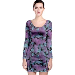 Modern Abstract Texture Pattern Long Sleeve Bodycon Dress by dflcprints