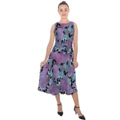 Modern Abstract Texture Pattern Midi Tie-back Chiffon Dress by dflcprints