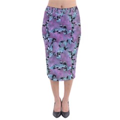 Modern Abstract Texture Pattern Velvet Midi Pencil Skirt by dflcprints