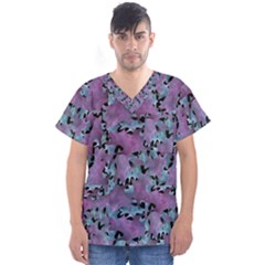 Modern Abstract Texture Pattern Men s V-neck Scrub Top